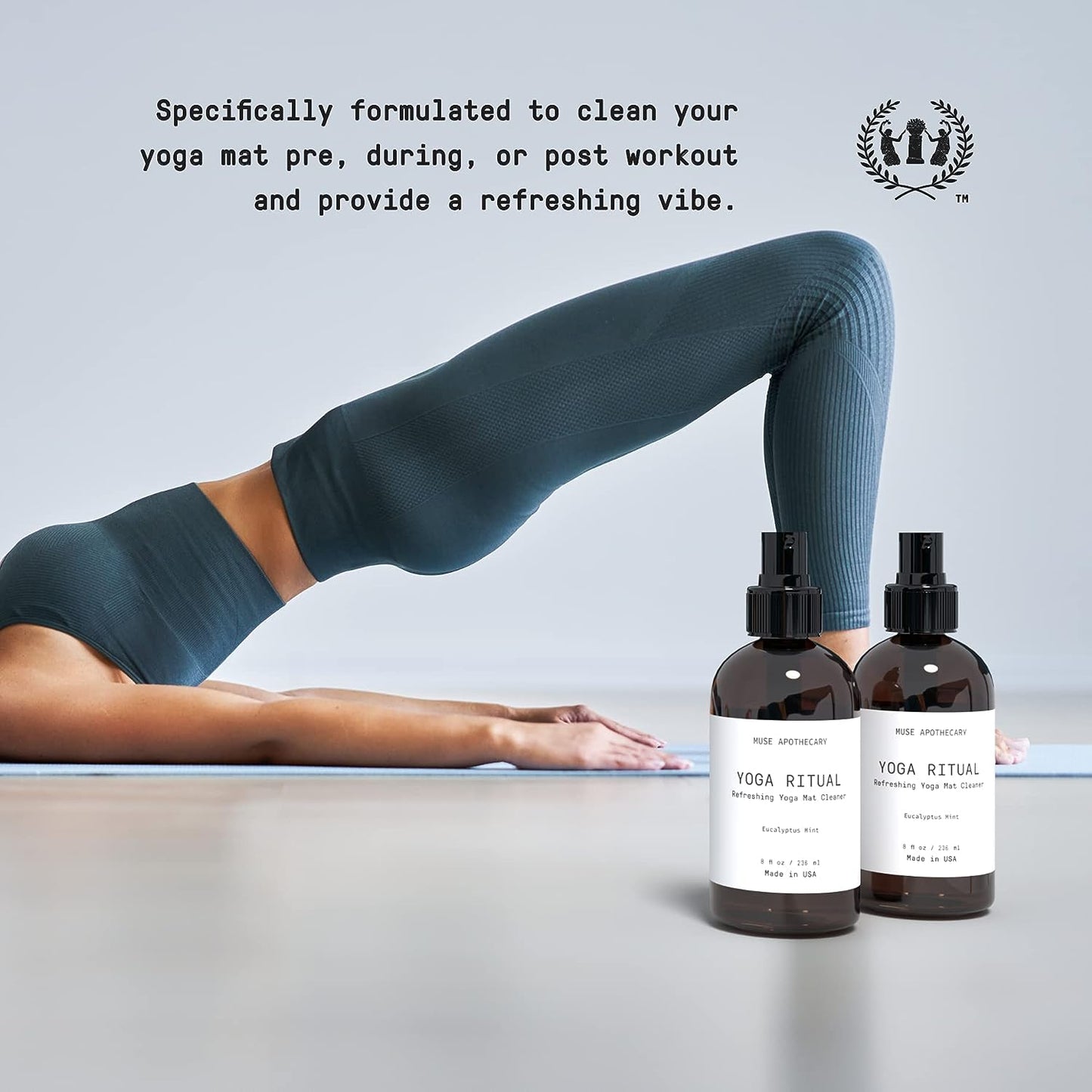Yoga Ritual - Aromatic and Refreshing Yoga Mat Cleaner, 8 Oz, Infused with Essential Oils - Eucalyptus Mint, 2 Pack
