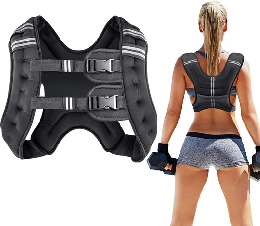 Weighted Vest for Women and Men 8 12 16 20 25 30 Lbs with Reflective Stripe and Double Adjustable Buckle Straps Weight Vests for Strength Training, Jogging, Cardio, Weight Loss